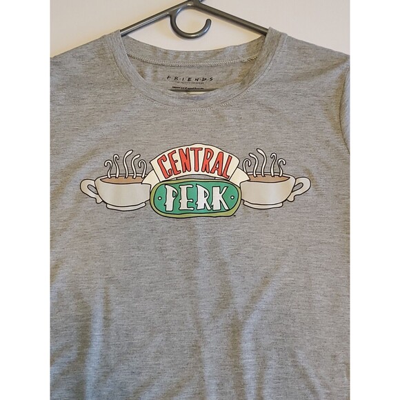 Womens Large T-Shirt Central Perk Friends Short Sleeve Casula High Low Hem Gray - Picture 3 of 6